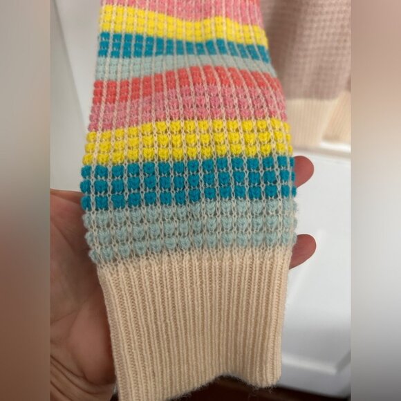 BNWOT Cocoa Cashmere London Sweater in Light Pink, Ivory and Striped Sleeves - Picture 4 of 9